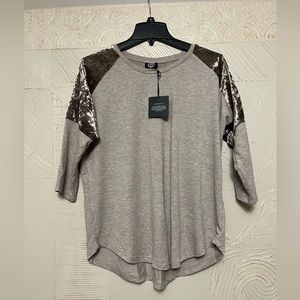 NWT Taupe Bobeau Top 3/4 sleeve length Size M